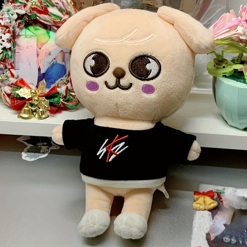 Stray Dog Plush Toy Soft Polyester Stuffed Animal with T Shirt & Pants