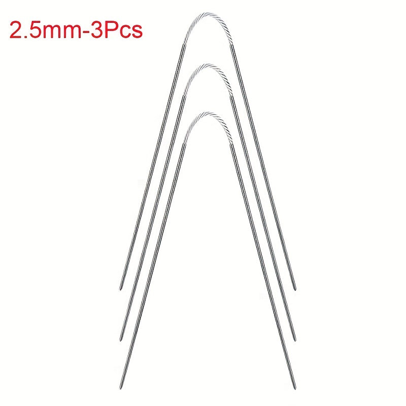 3pcs Circular Sock Knitting Needles Stainless Steel Mini Weaving Needlework Tool