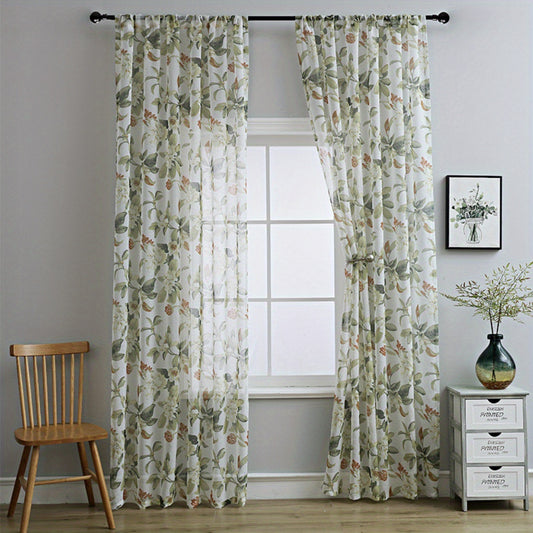 American Pastoral Floral Printed Curtains Soft Cotton and Linen Window Yarn