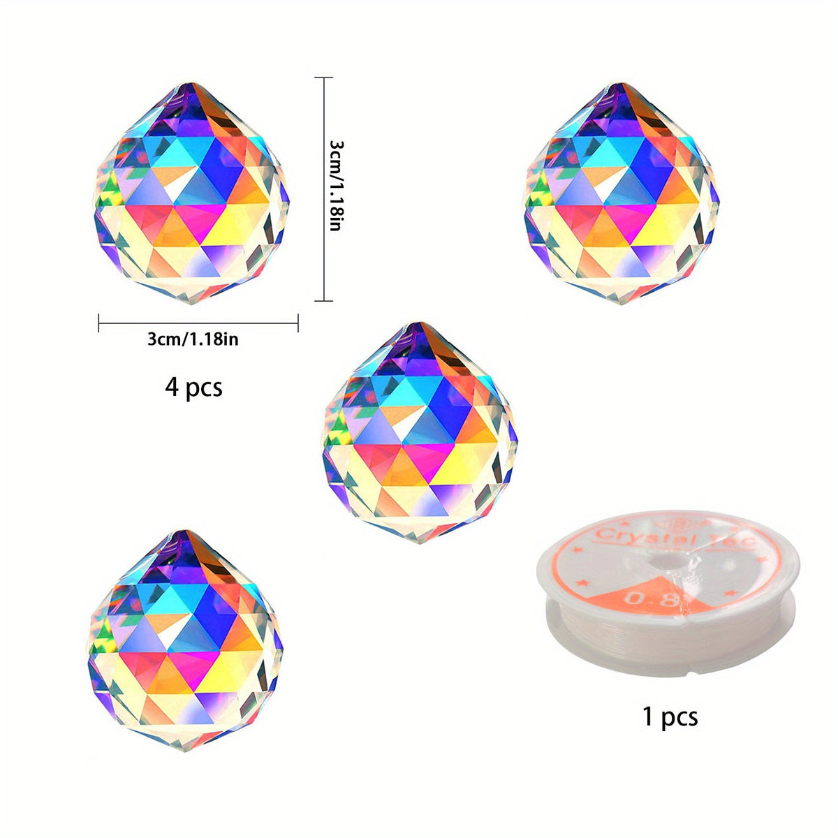 10pcs Clear AB Glass Crystal Ball Prism Pendant Sun Catcher Gardening Light