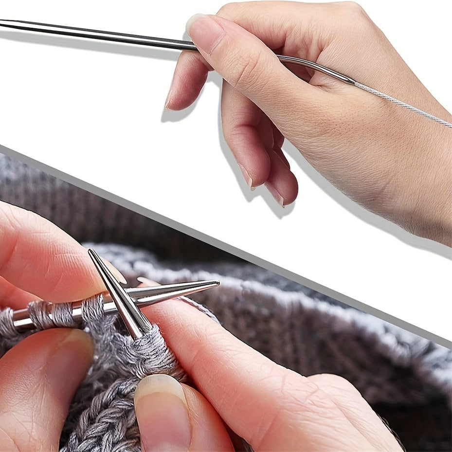 3pcs Circular Sock Knitting Needles Stainless Steel Mini Weaving Needlework Tool