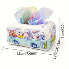 Soft Cloth Baby Tissue Box Toy with Crinkle Sound - Infant Sensory Play Toy