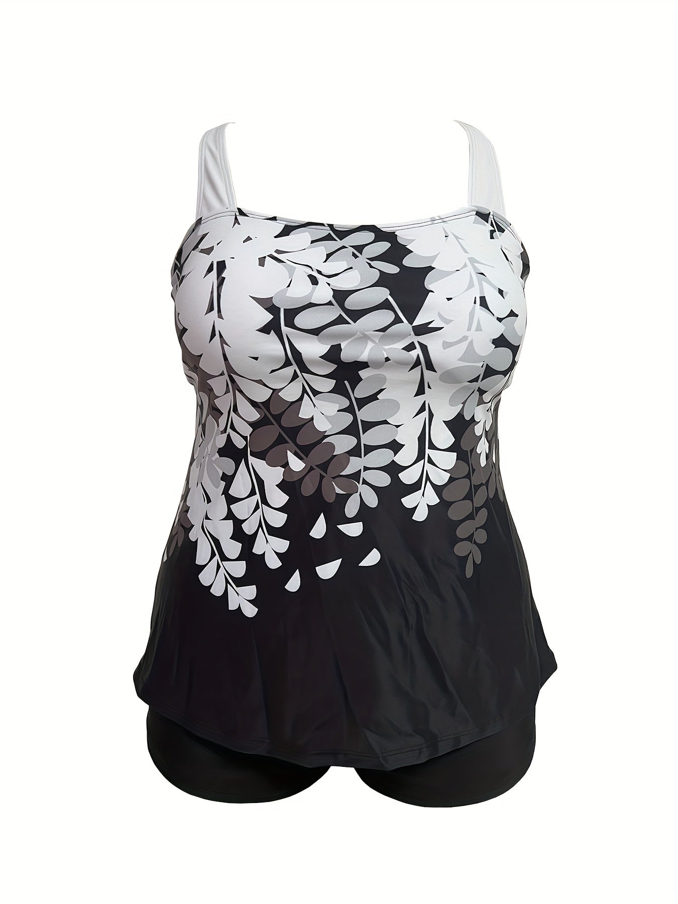  Ombre Floral Print Neck Tankini Set