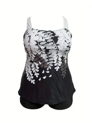 Ombre Floral Print Neck Tankini Set