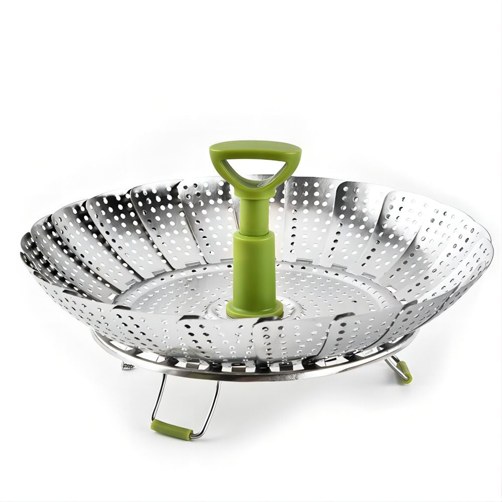 Foldable Stainless Steel Vegetable Steamer Basket - Easy Vegetable Steaming