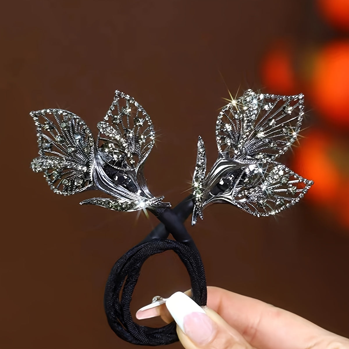 Vintage Leaf Shaped Rhinestone Hair Pin for Women