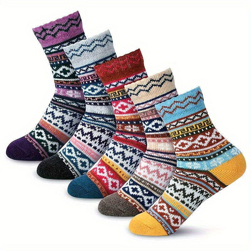 5 Pairs Men's Winter Wool Socks Cozy Christmas Warm Soft Thick Socks