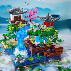 2210pcs Peach Blossom Pond Building Blocks Toy Creative Assembly ABS Material