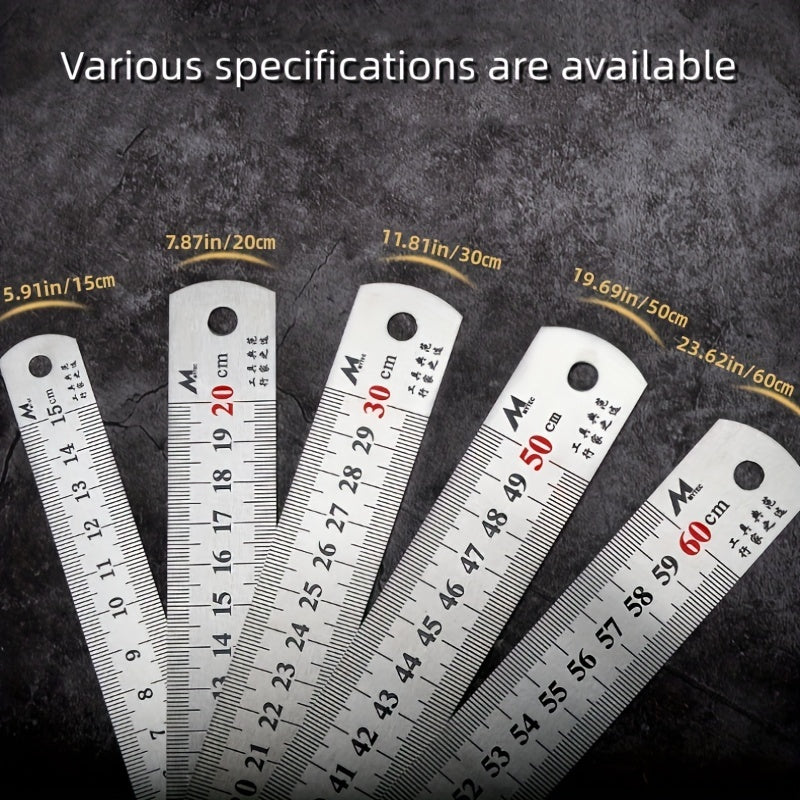 Double Sided Stainless Steel Ruler 15" Metric Imperial DIY Tool