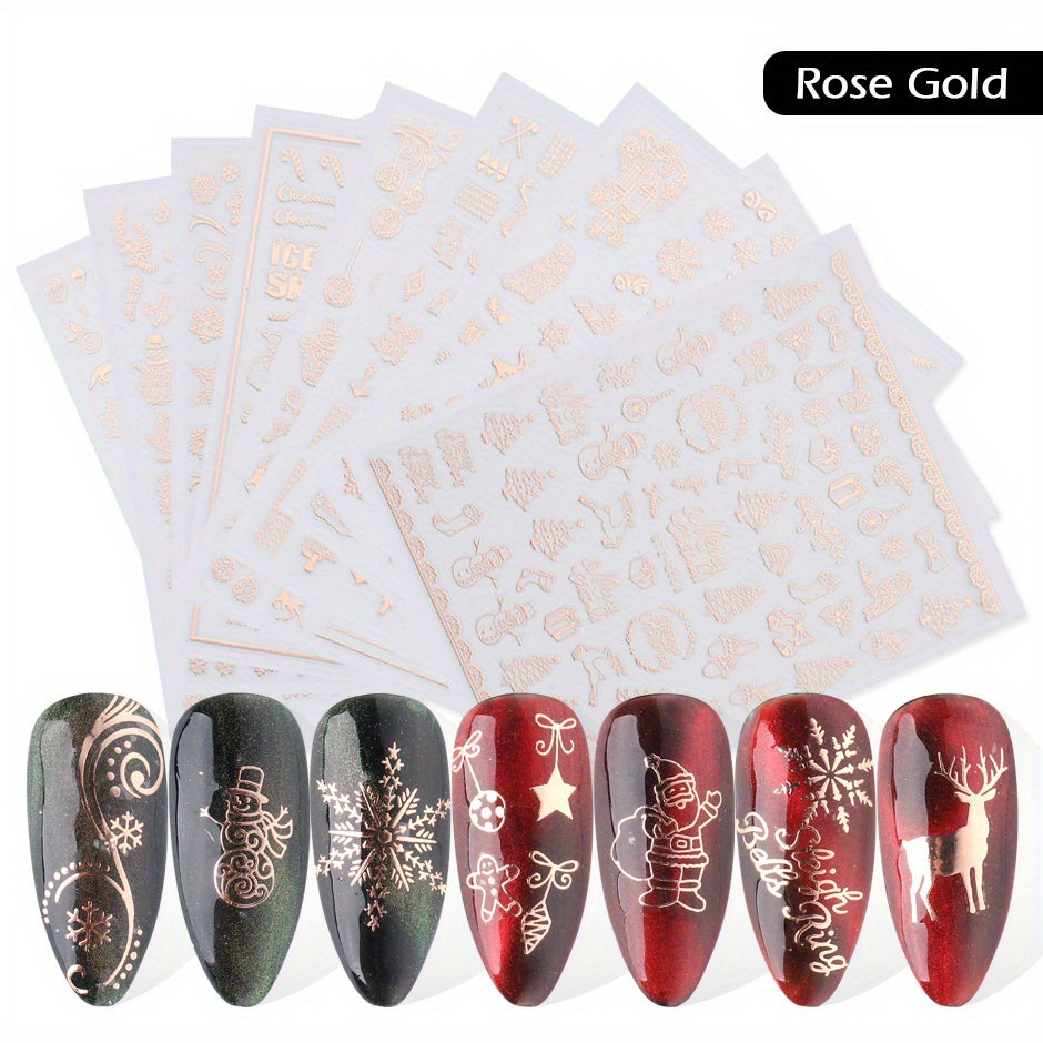 9pcs Christmas Nail Art Stickers Snowflake Elk Christmas Tree Nails