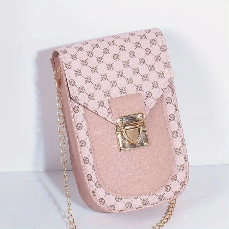 Shamrock Graphic Flap Shoulder Bag Chain Crossbody Phone Storage Bag