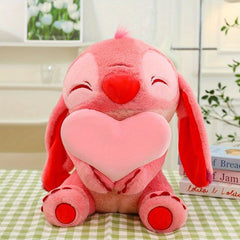 Stitch Plush Toy Pink & Red Heart Soft Fabric Ideal Gift for Birthdays & Valenti