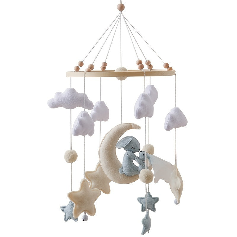 Moon Clouds Bunny Crib Mobile for Christening Gift
