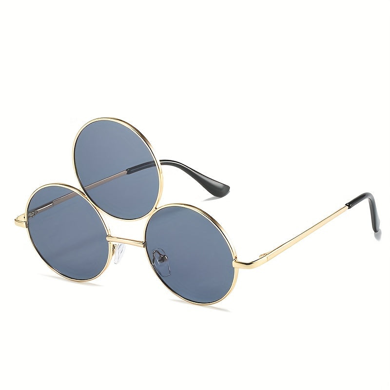 Y2K Round Metal Sunglasses Funny Mirror Lens UV400