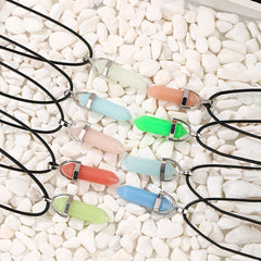 Moonstone Glow Crystal Necklace - Aqua Glowing Glass Crystal Point