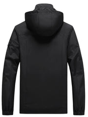Men's Casual Waterproof Windbreaker Jacket Hooded Coat for Outdoors