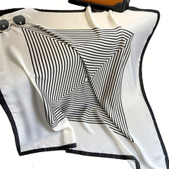 Stripe Print Square Scarf Shawl Silk Head Wrap Windproof Travel Beach Towel