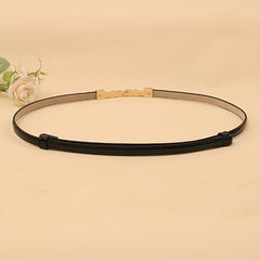 Adjustable PU Leather Belt with Faux Pearl Buckle
