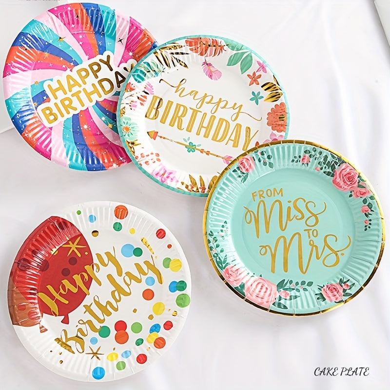 20Pcs 17 78 Cm Colour Printed Foil Stamped Disposable Paper Plates