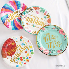 20Pcs 17 78 Cm Colour Printed Foil Stamped Disposable Paper Plates