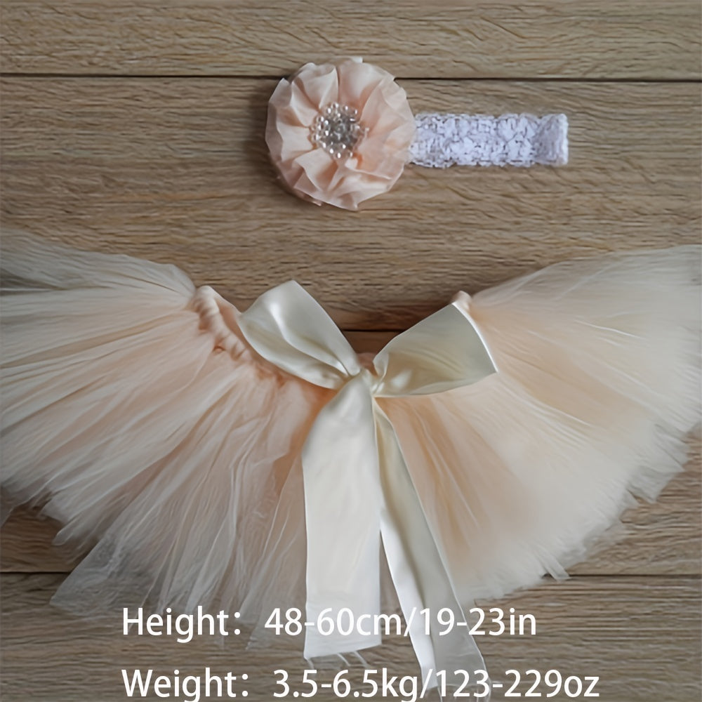 2pcs Baby Girl Tutu Skirt Set Photo Props Newborn Clothes Photography Outfit