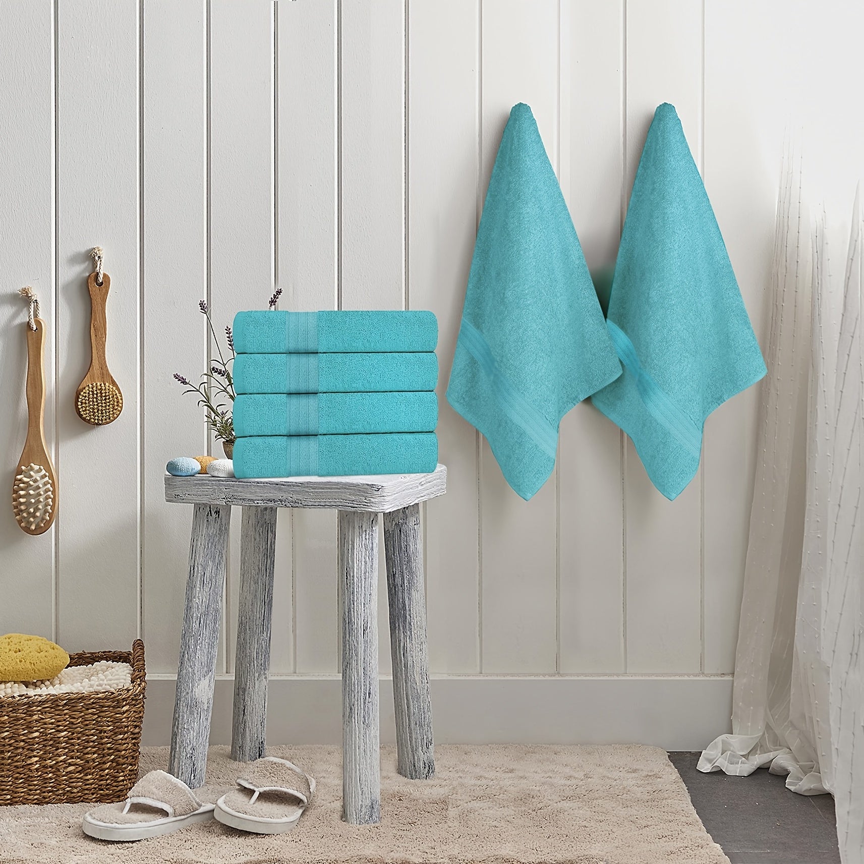6pcs Absorbent Hand Towel Soft Cotton Set For Bath Hand Gym 69 Teal