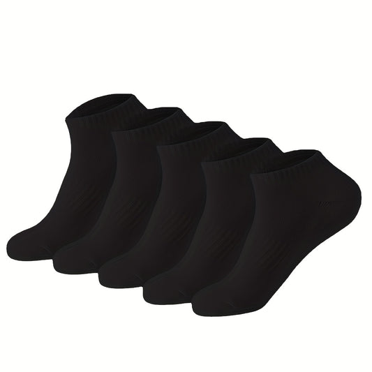 5 Pairs Men's Casual Sports Socks - Sweat Absorption, Odor Resistance