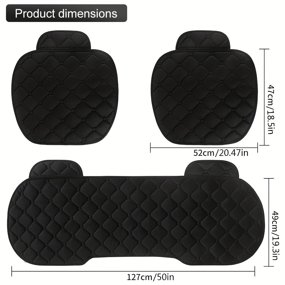 3pcs Universal Car Seat Cover Plush Breathable Warm Cushion