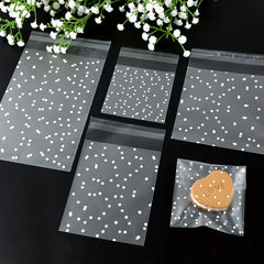 100pcs Self Adhesive Polka Dot Cellophane Cookie Bags