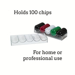 Acrylic Chip Holder Box with Lid - Storage for 100 Chips