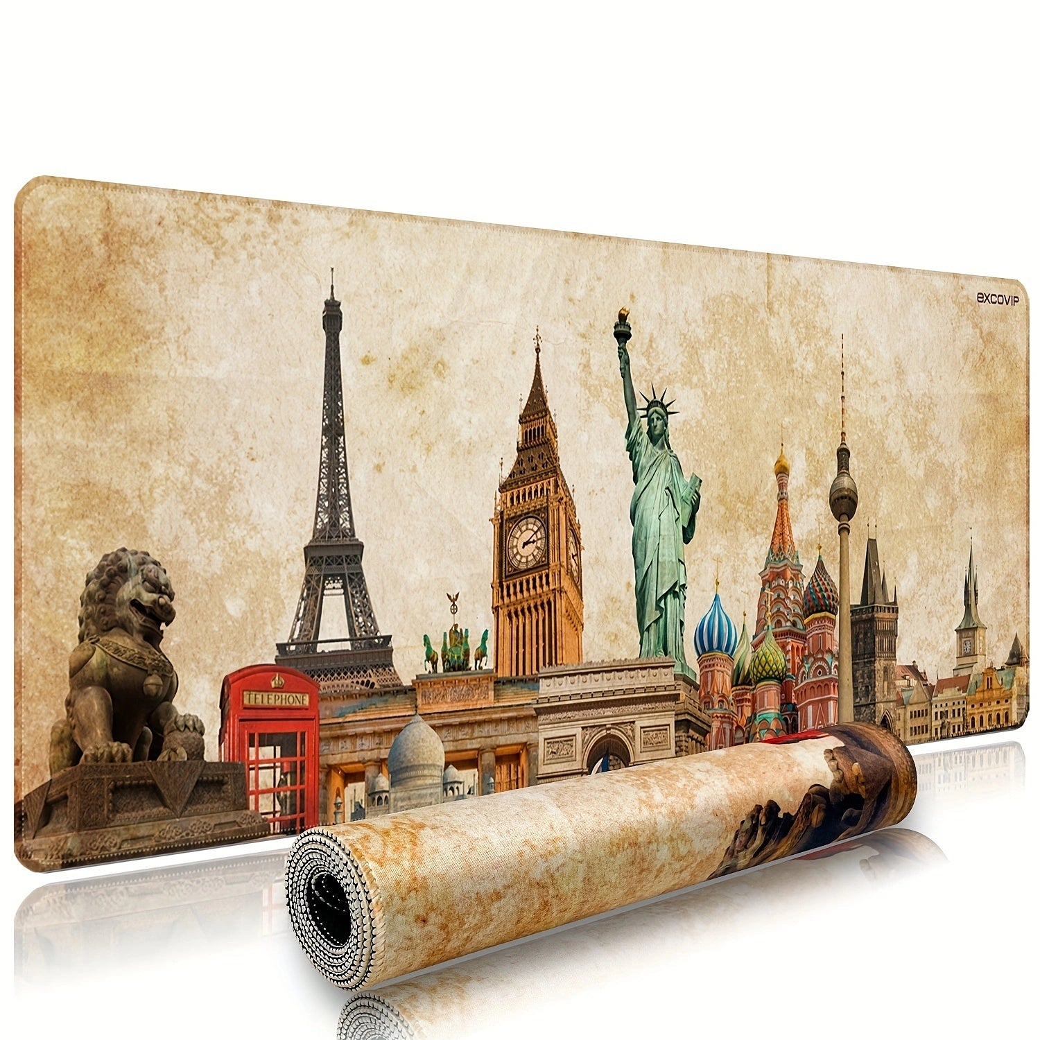 Large World Landmark Mouse Pad 80x30cm Non-Slip Desk Mat