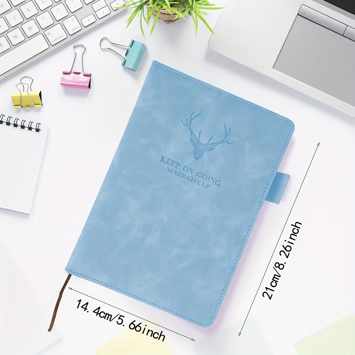A5 Leather Notebook with Cord Soft Cover Pink Deer Horn - 360 Pages