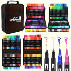 168pcs Dual Tip Watercolor Brush Pens Fine Line Coloring Set