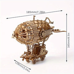 3D Wooden Airship Puzzle DIY Wooden Blimp Model Adult's Toy