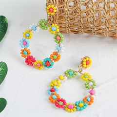 Bohemian Hoop Earrings Beaded O Shape