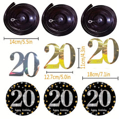 12pcs 20th Birthday Hanging Swirl Decorations