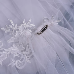 Bridal Veil Shawl Glamorous Style 100 Yarn with Lace Applique