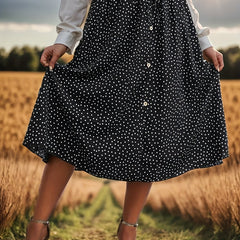  Polka Dot Print Elastic Waist Retro Skirt