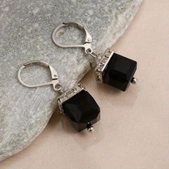 Zircon Stone Hoop Drop Earrings 925 Silver Plated Women Gift