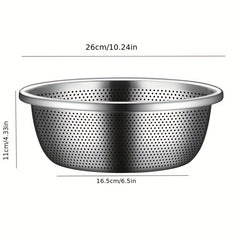 Stainless Steel Double Layer Colander Basket Set - Large Capacity, Reusable