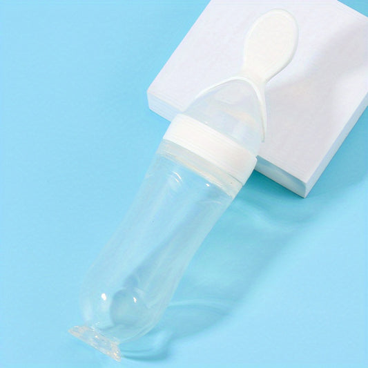 Baby Silicone Feeding Bottle With Spoon - Infant Feeding Tool
