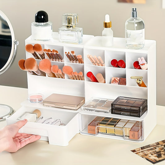 Makeup Organizer with Brush Holder and Drawer