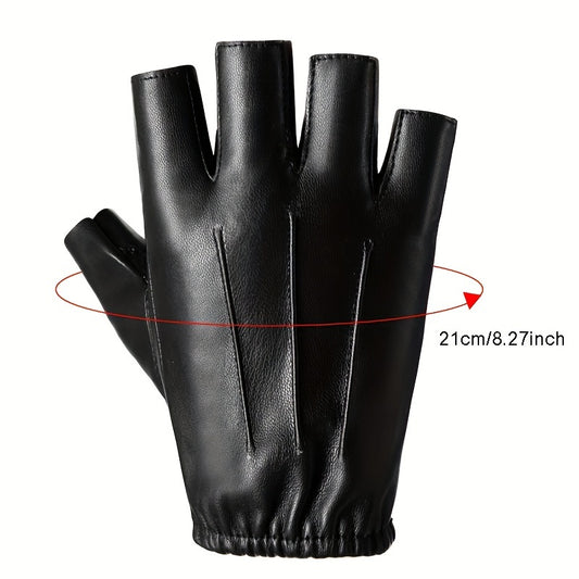 Half Finger Gloves for Outdoor Sports Faux Leather Gloves