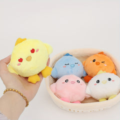 Plush Toy Set Chicken Dumpling Strawberries Carrots Designs in Basket 6pcs