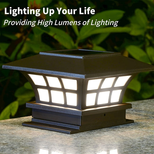 Solar Post Cap Lights Warm Light LED Lights Solar Waterproof Stairs Garden Light