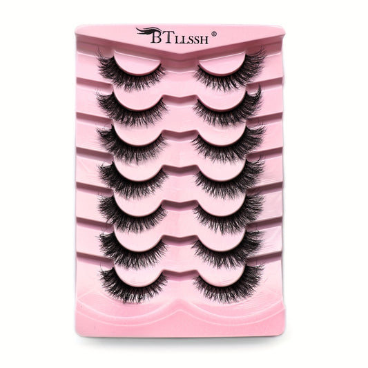 7 Pairs False Eyelashes Thick Curling 13mm Wispy False Eyelash