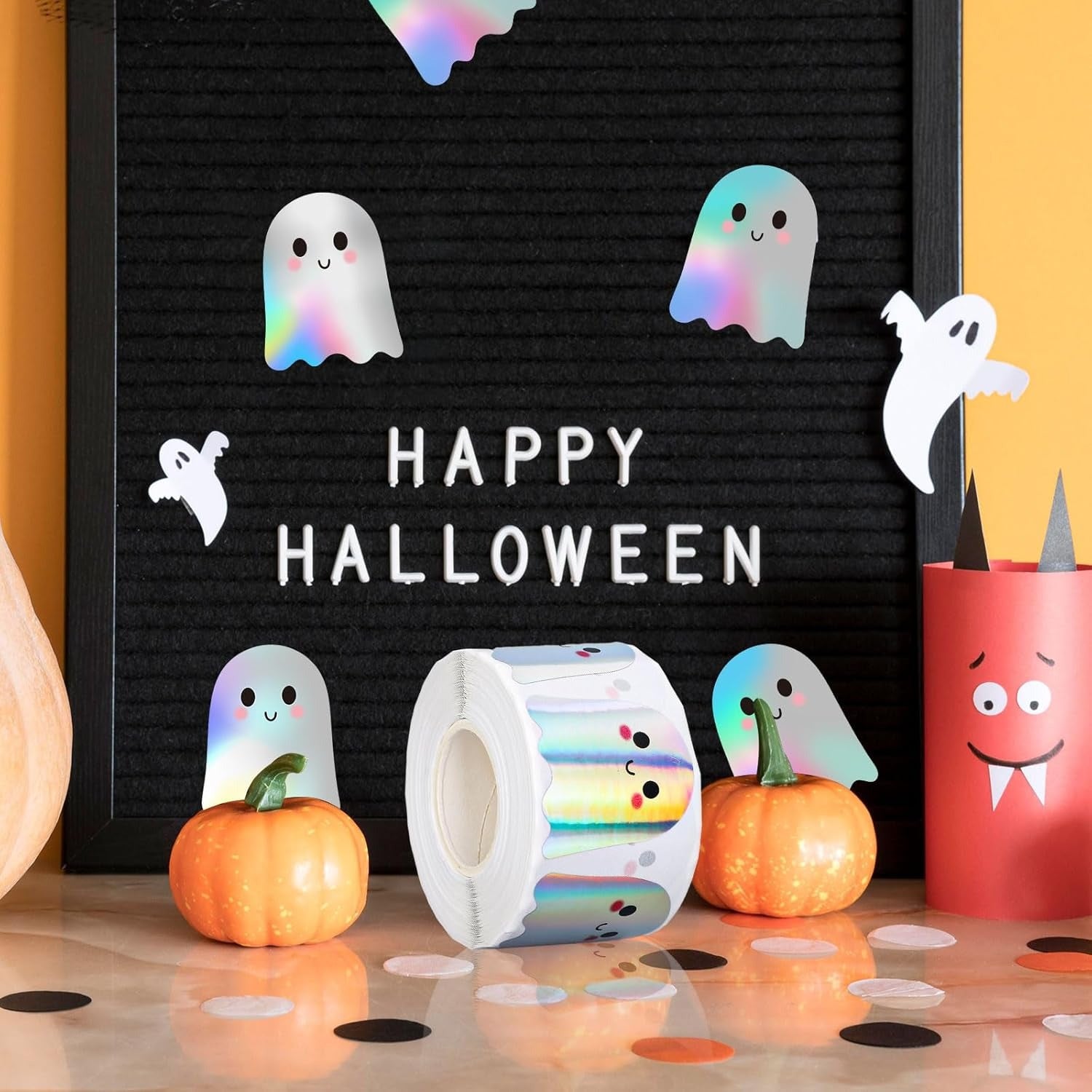 Halloween Boo Laser Holographic Sticker Roll