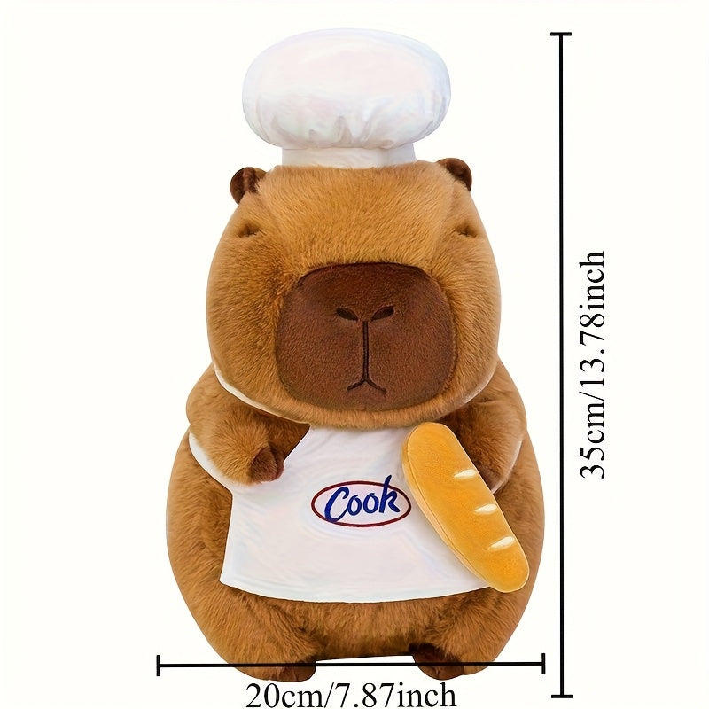 Capybara Chef Plush Stuffed Animal with Expressive Eyes