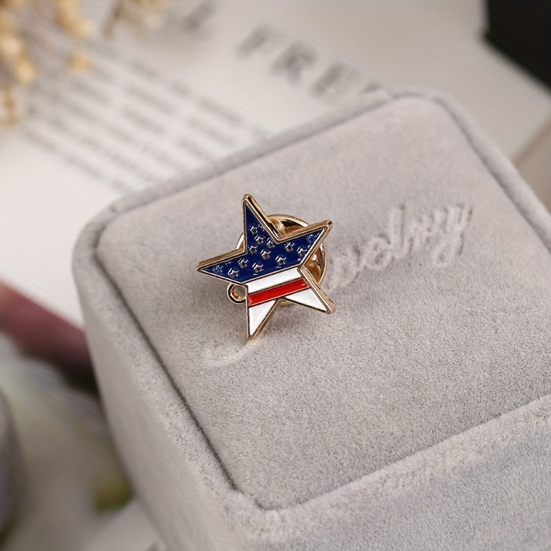 Star Flag Brooch Men's Pentagram Independence Brooch Coat Gift