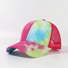 Tie Dye Print Trucker Hat Gradient Baseball Cap Mesh Sun Shade Dad Hats